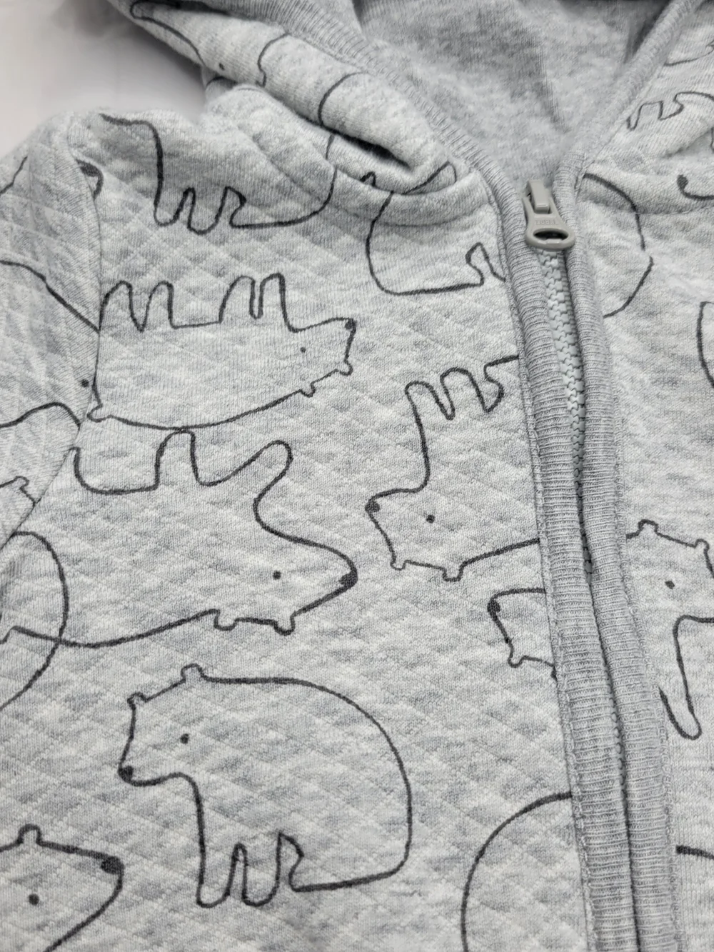 Carter's Light Gray Bear Print Hooded Sweatshirt